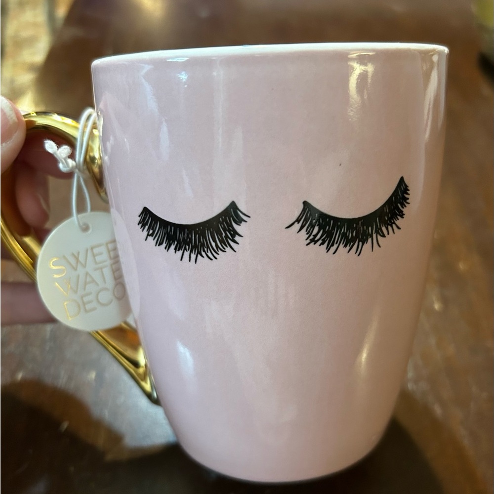 Sweet Water Decor Pink Mug with Gold Handle - Picture 2 of 3
